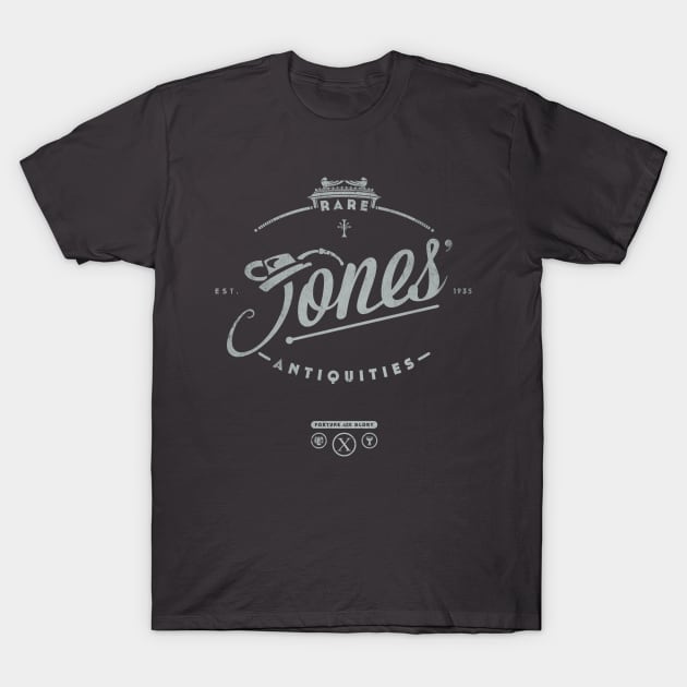 Jones' Rare Antiquities - silver T-Shirt by HtCRU